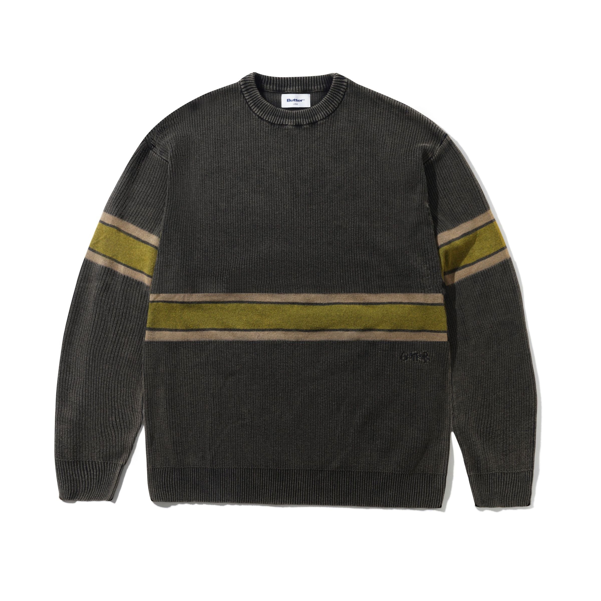 Butter Goods Break Knit Sweater in Washed Black