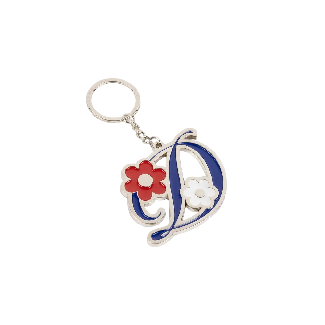Dime Oversized Floral Keychain in Silver