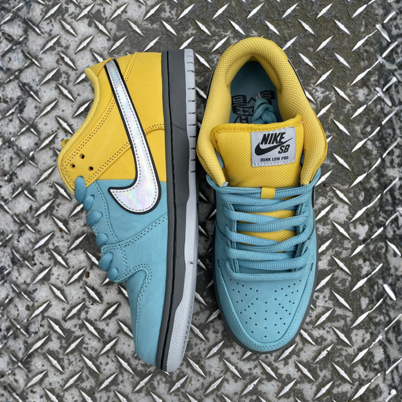 Nike SB Dunk Low Pro in Lightening/Wolf Grey-Denim Turquoise