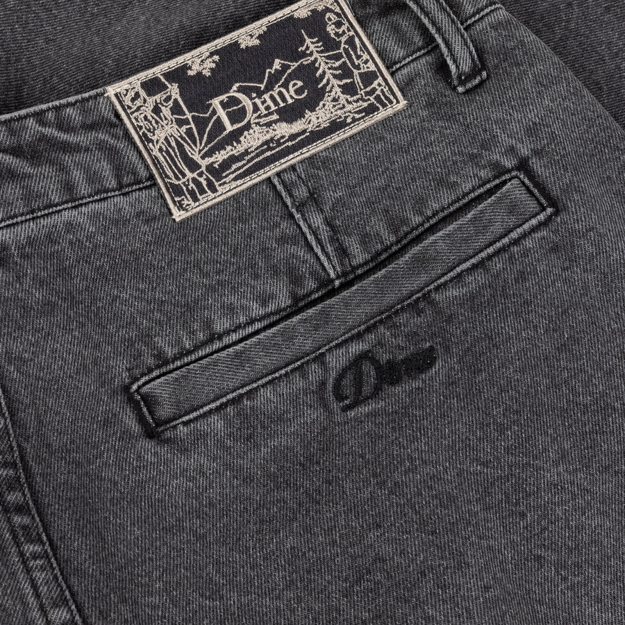 Dime Pleated Denim Shorts in Faded Black