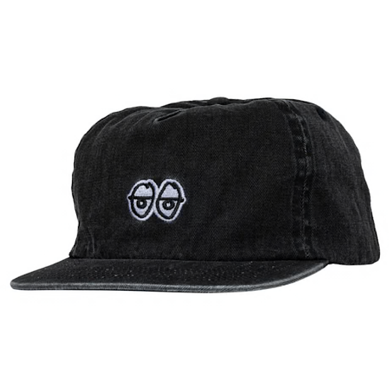 Krooked Eyes Snapback Hat in Washed Black