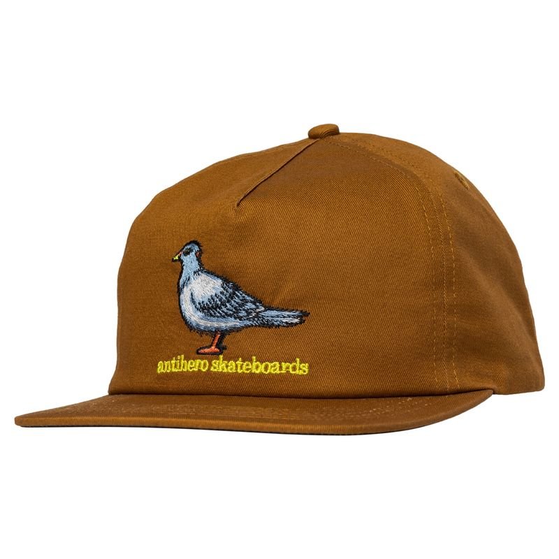 Antihero Lil Pigeon Snapback Hat in Medium Brown/Yellow - Goodnews Skateshop