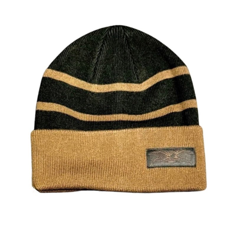 Antihero Stock Eagle Label Cuff Beanie in Black/Dark Brown - Goodnews Skateshop