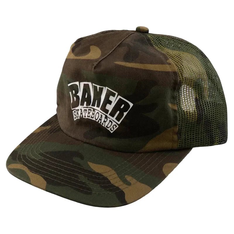 Baker Arch Logo Camo Trucker Hat - Goodnews Skateshop