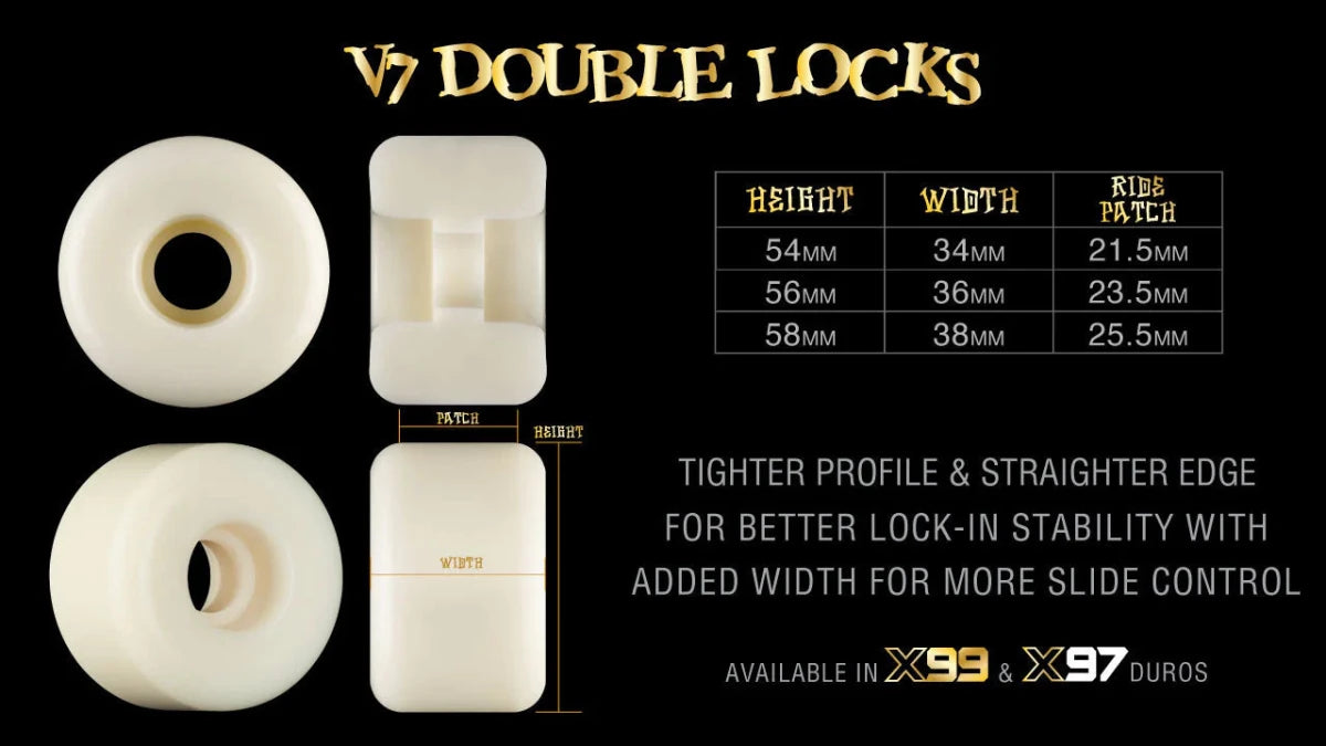 Bones XF Double Lock V7 Wheels 97a 54mm - Goodnews Skateshop