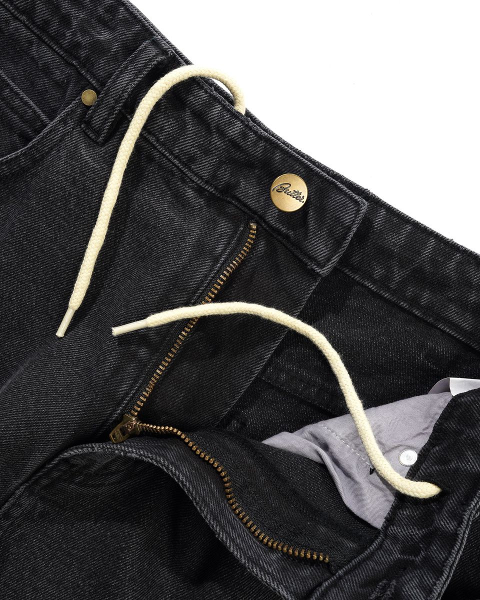 Butter Goods Baggy Denim Jeans in Distressed Black - Goodnews Skateshop