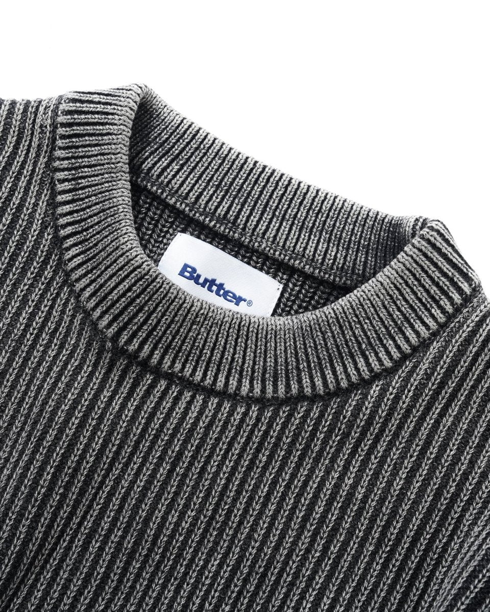 Butter Goods Bleach Knit Sweater in Black - Goodnews Skateshop