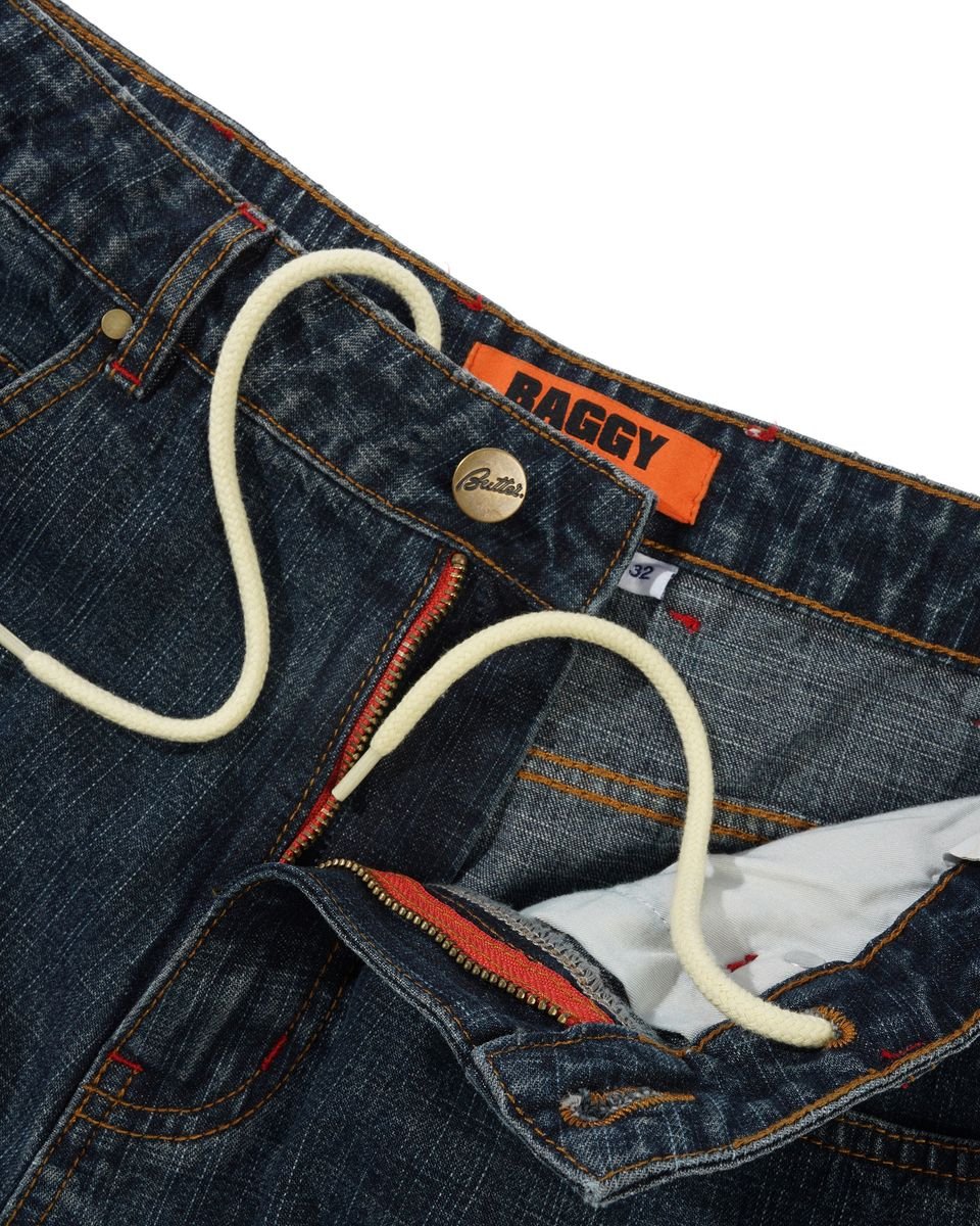 Butter Goods Blotch Denim Jean in Streaky Navy - Goodnews Skateshop