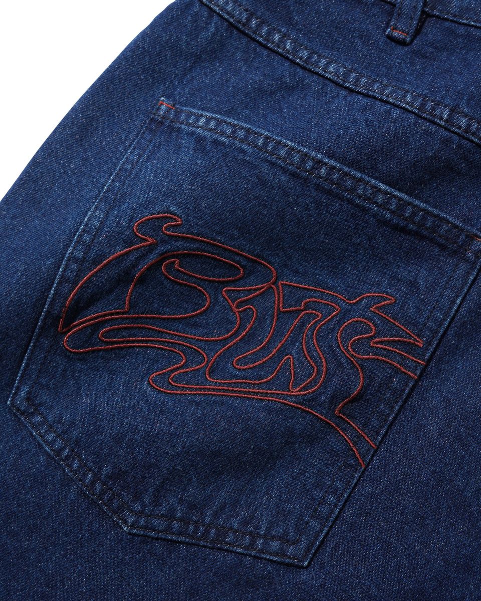 Butter Goods Drummer Baggy Denim Jeans in Raw Dark Indigo - Goodnews Skateshop