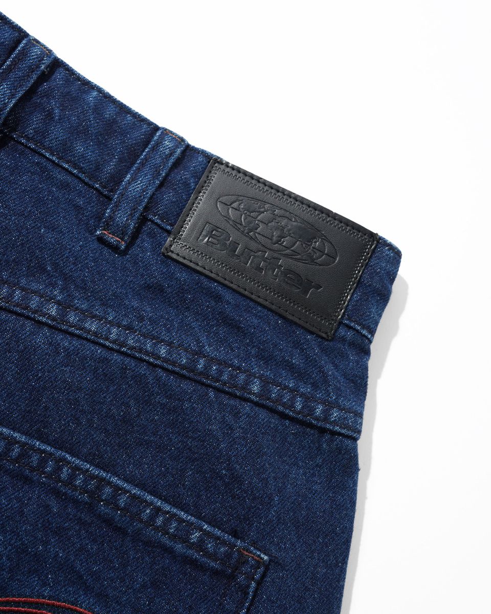 Butter Goods Drummer Baggy Denim Jeans in Raw Dark Indigo - Goodnews Skateshop