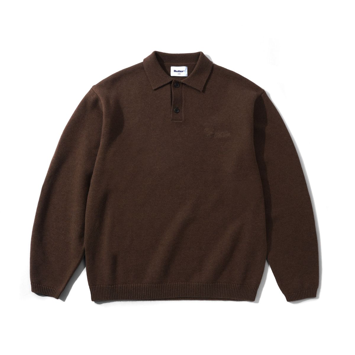Butter Goods Jive Knit Polo in Bark - Goodnews Skateshop