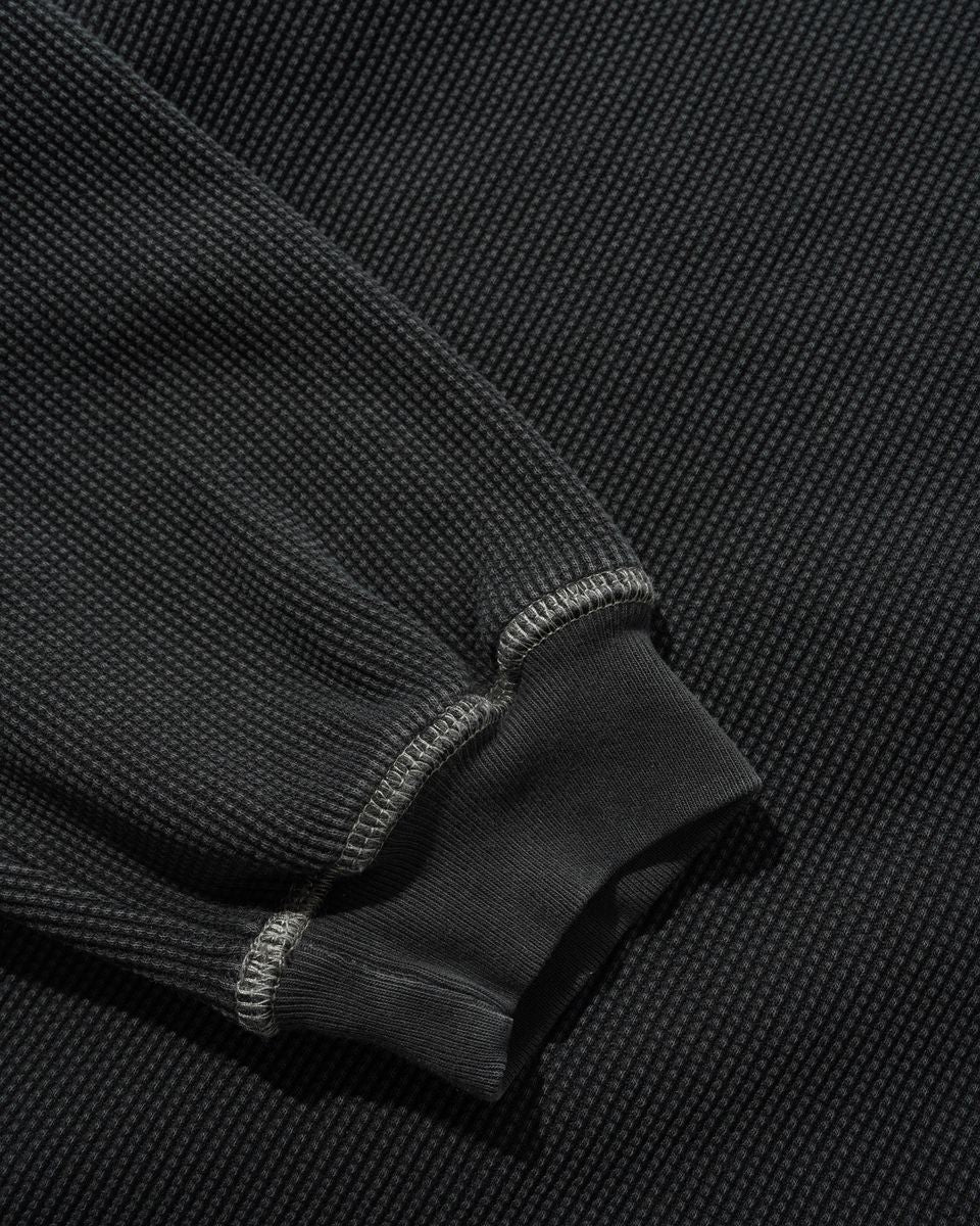 Butter Goods Waffle Longsleeve Top in Washed Black - Goodnews Skateshop