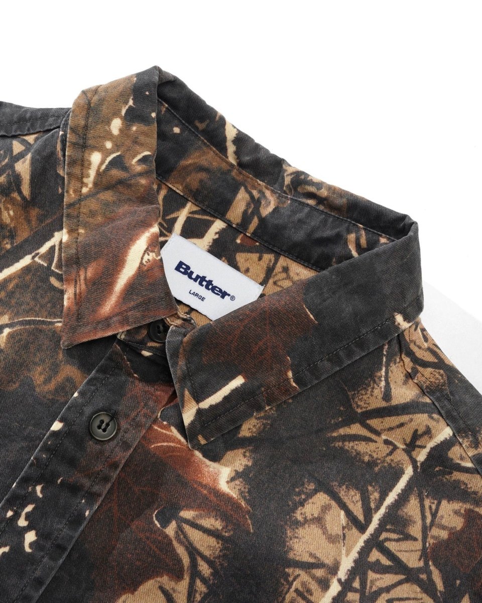 Butter Goods Washed Pocket Longsleeve Shirt in Camo - Goodnews Skateshop