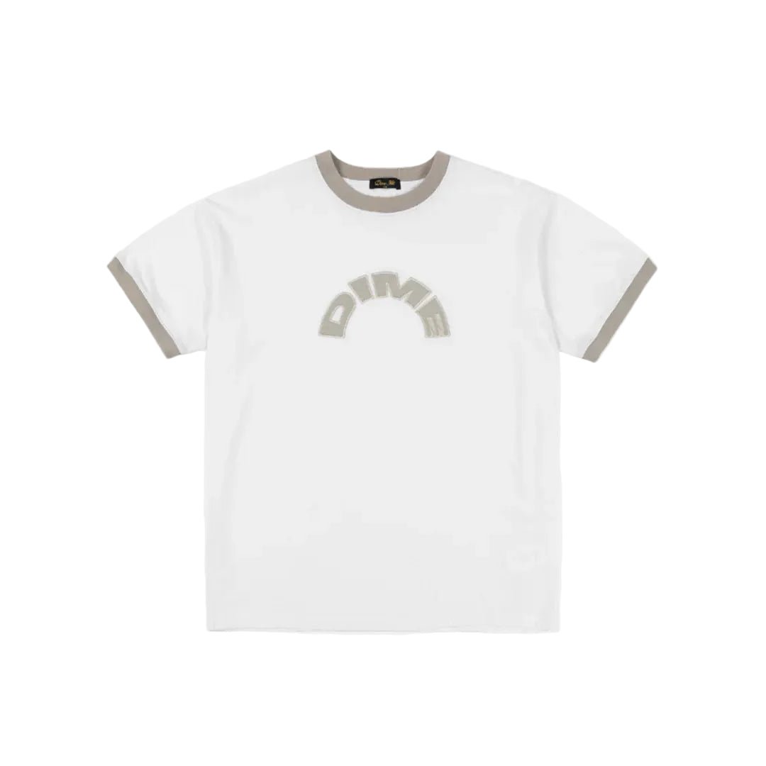 Dime Arch Ringer T-Shirt in White - Goodnews Skateshop