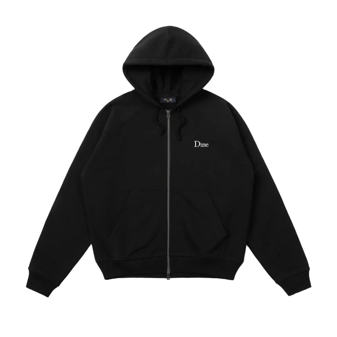 Dime Classic Small Logo Zip Hoodie in Black - Goodnews Skateshop