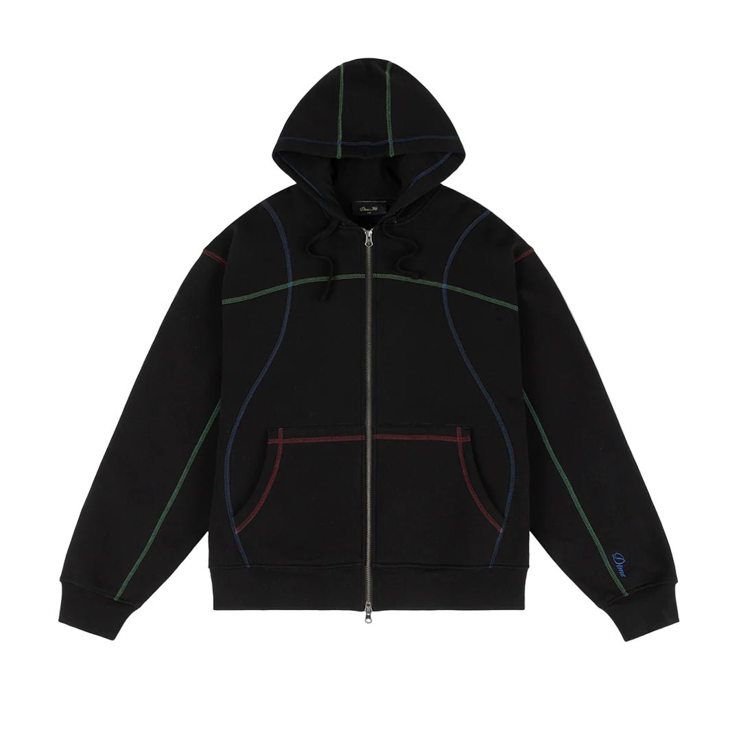 Dime Court Zip Hoodie in Black Multi - Goodnews Skateshop