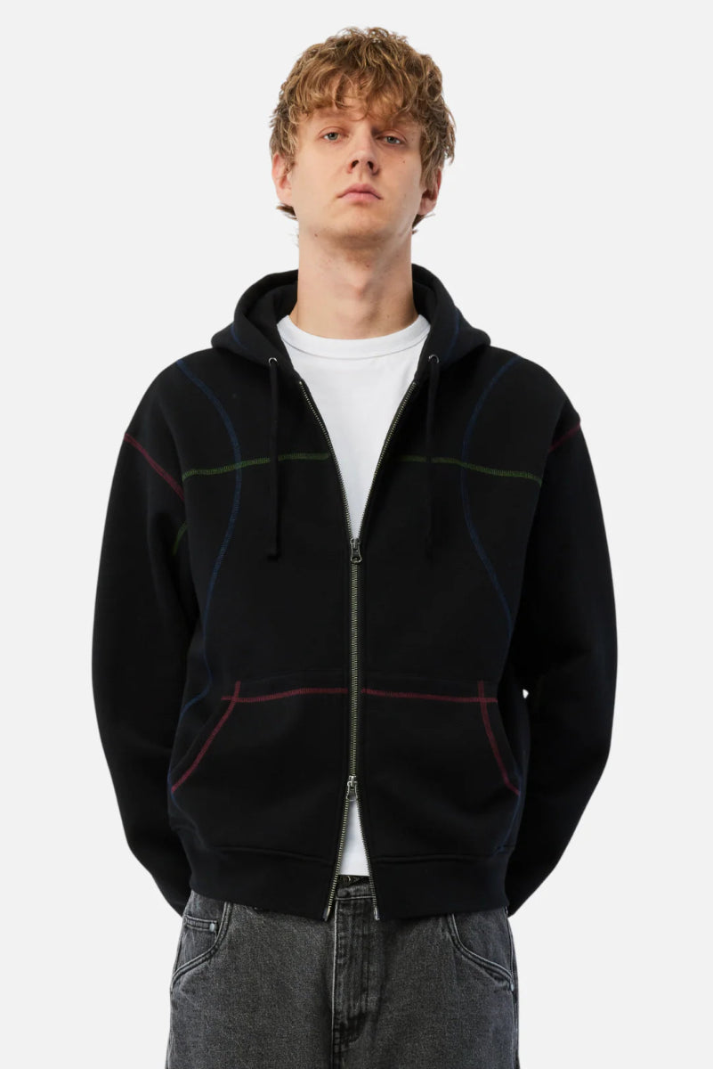 Dime Court Zip Hoodie in Black Multi - Goodnews Skateshop