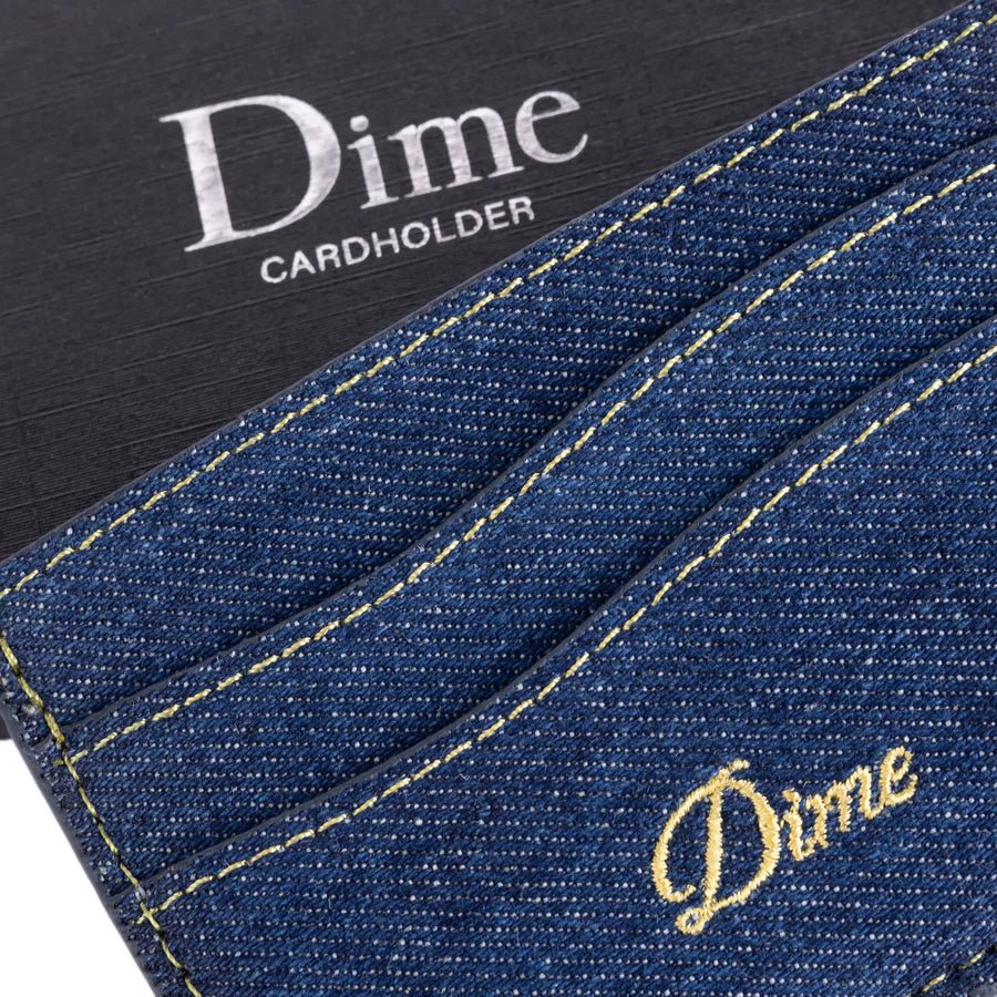 Dime Cursive Cardholder in Indigo Denim - Goodnews Skateshop