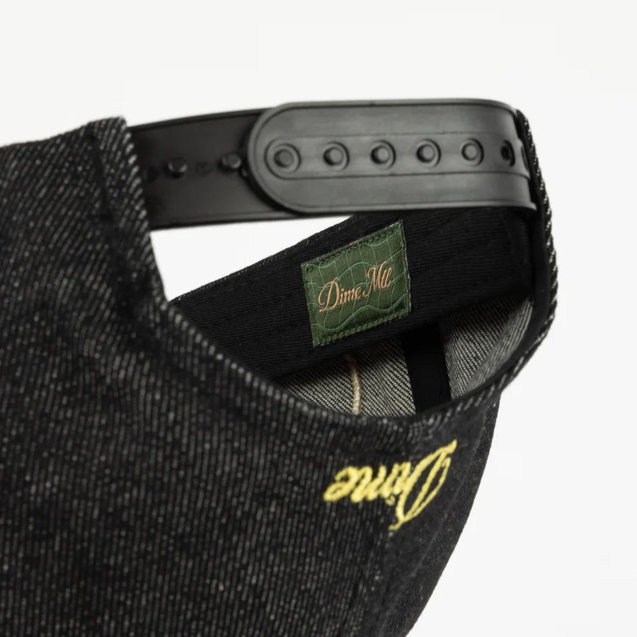 Dime Cursive D Full Fit Cap in Black Denim - Goodnews Skateshop