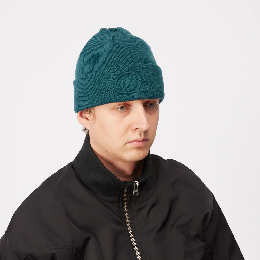 Dime Cursive Fold Beanie in Teal - Goodnews Skateshop