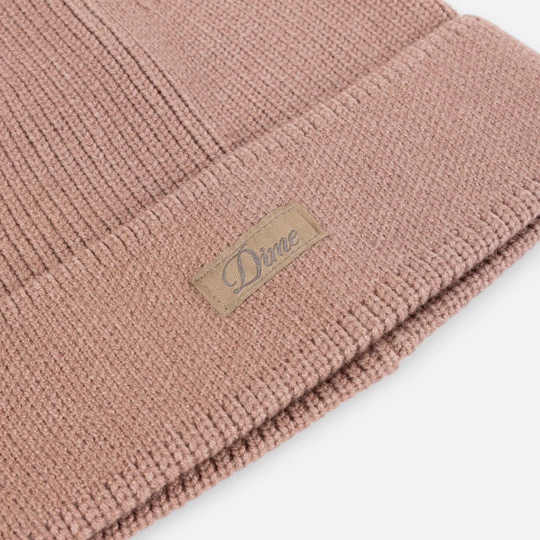 Dime Cursive Rib Beanie in Camel - Goodnews Skateshop