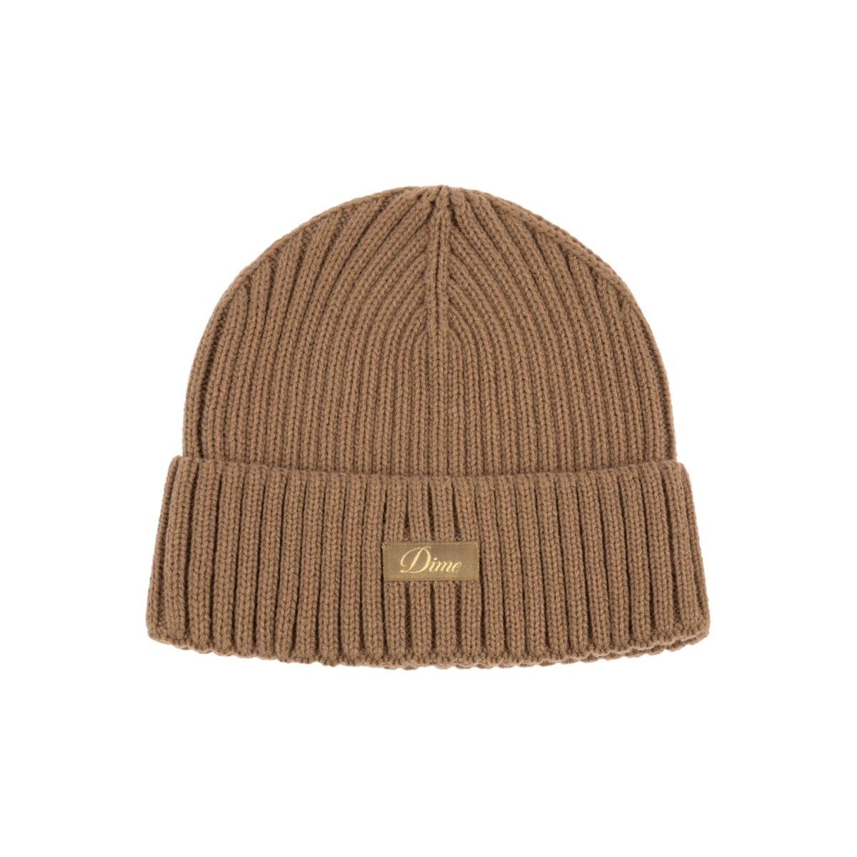 Dime Cursive Rib Beanie in Coffee - Goodnews Skateshop