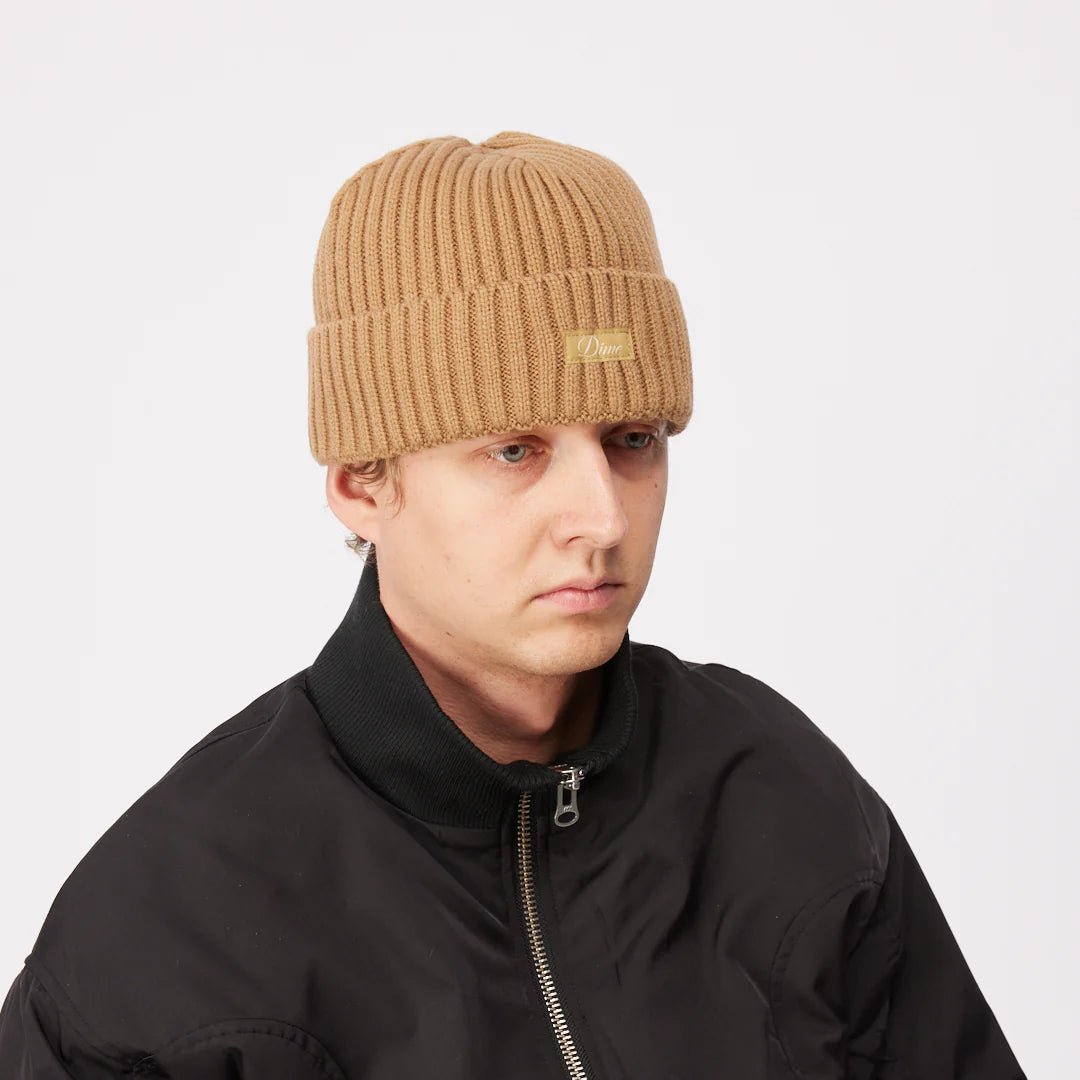 Dime Cursive Rib Beanie in Coffee - Goodnews Skateshop