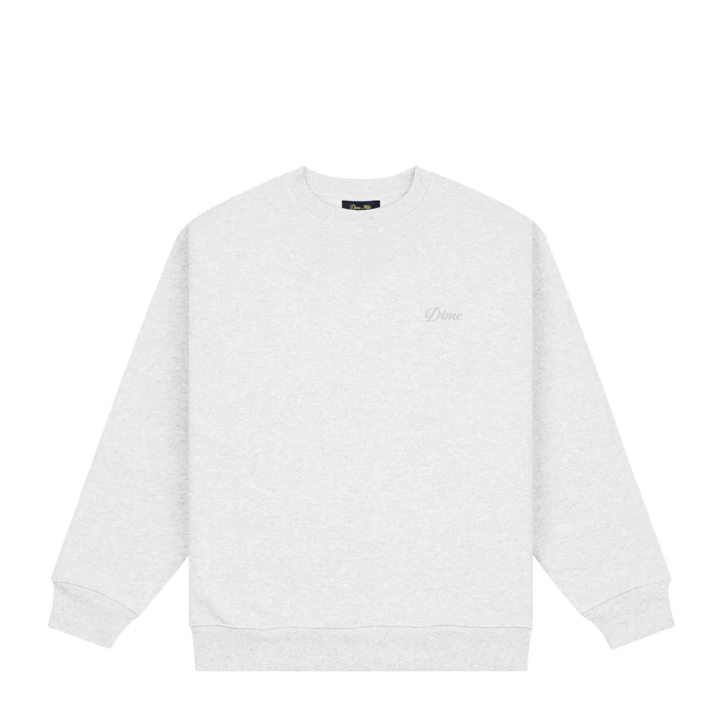 Dime Cursive Small Logo Crewneck in Ash - Goodnews Skateshop