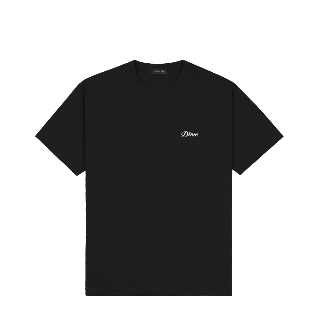 Dime Cursive Small Logo T-shirt in Black - Goodnews Skateshop