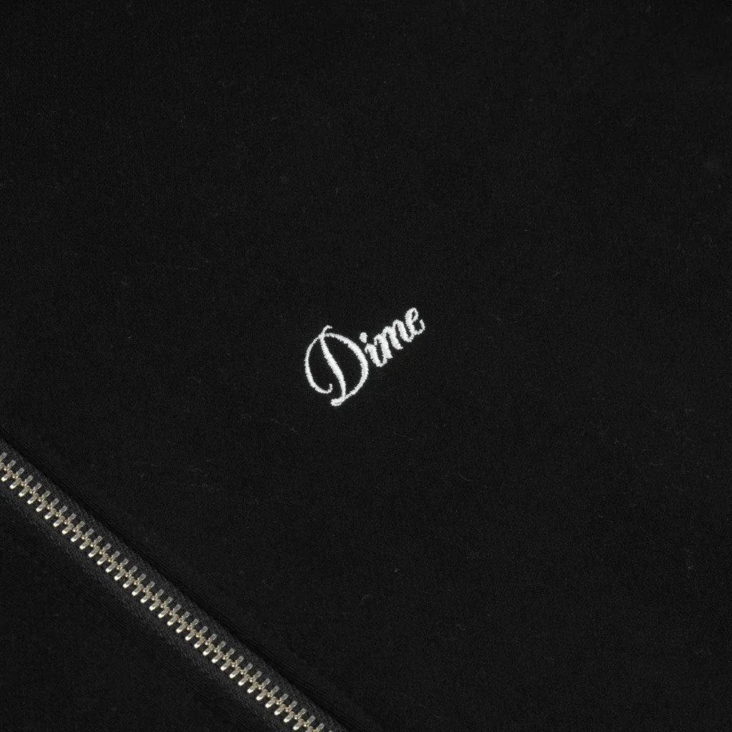 Dime Cursive Small Logo Zip Hoodie in Black - Goodnews Skateshop