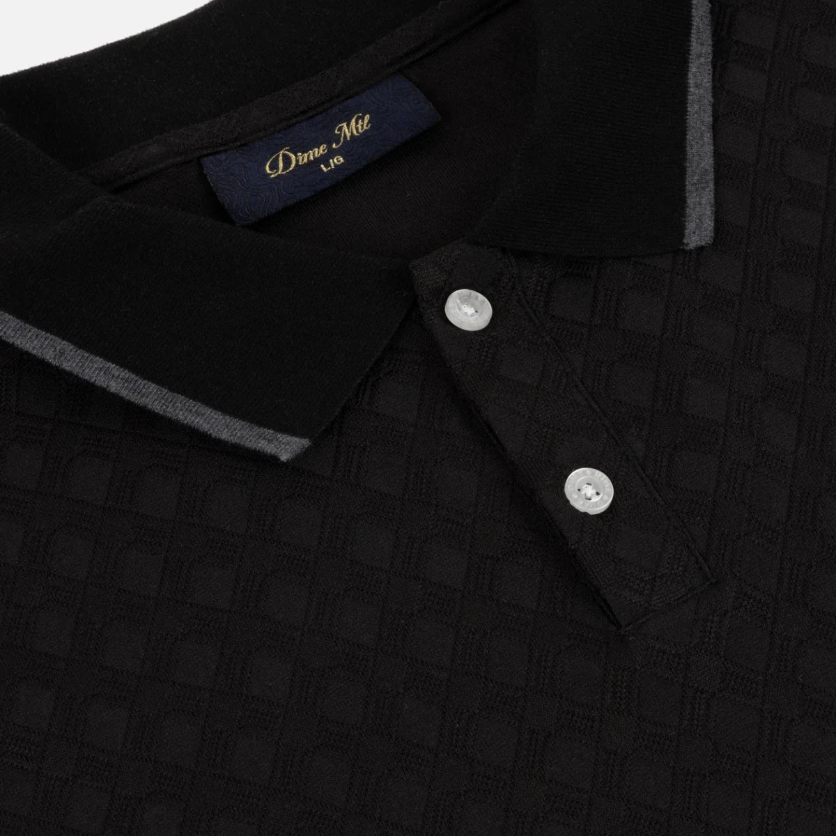Dime Jacquard LS Polo in Black - Goodnews Skateshop
