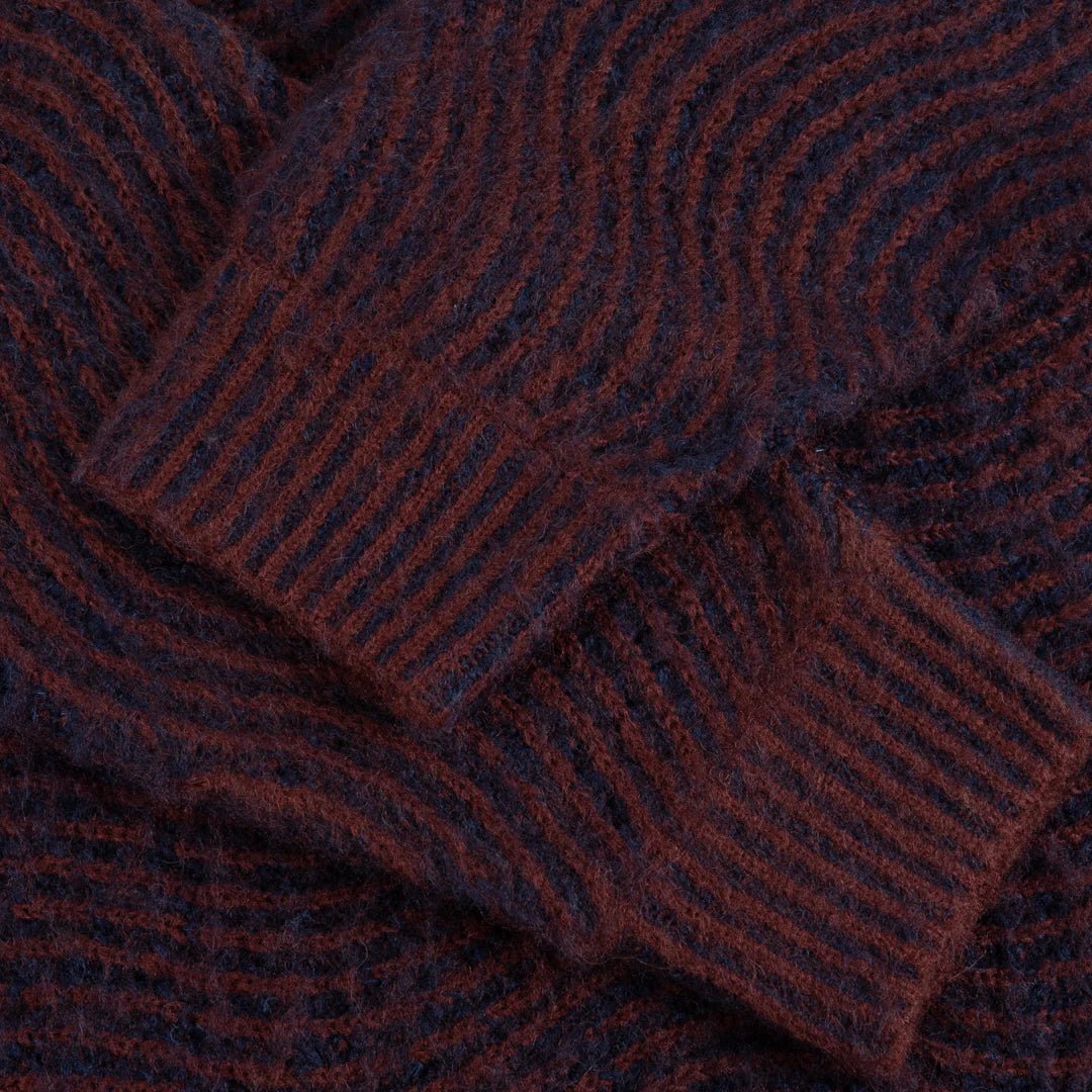Dime Mohair Wave Knit Cardigan in Burgundy - Goodnews Skateshop