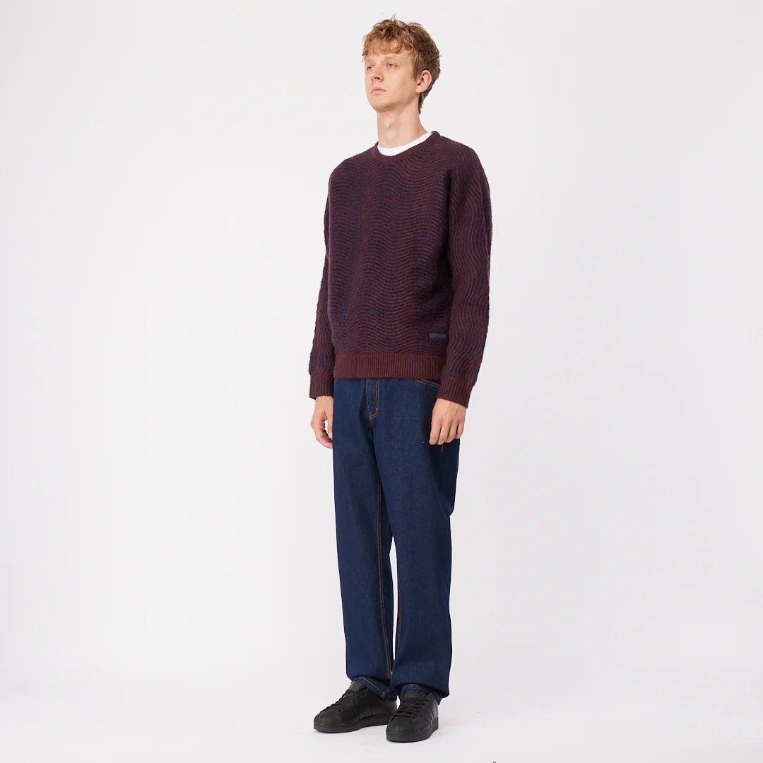 Dime Mohair Wave Knit Cardigan in Burgundy - Goodnews Skateshop