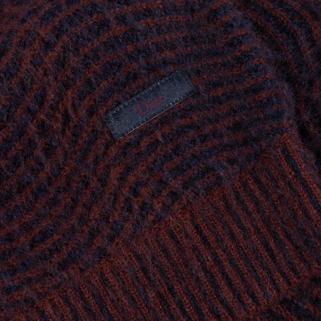 Dime Mohair Wave Knit Cardigan in Burgundy - Goodnews Skateshop