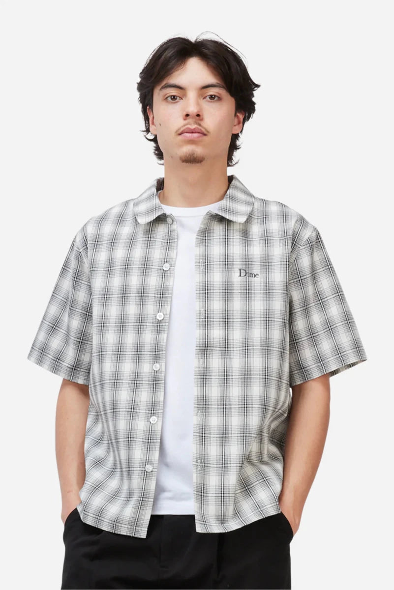 Dime Plaid Button Up Shirt in Gray - Goodnews Skateshop