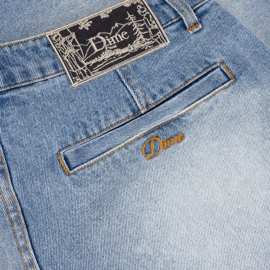 Dime Pleated Denim Shorts in Blue Washed - Goodnews Skateshop
