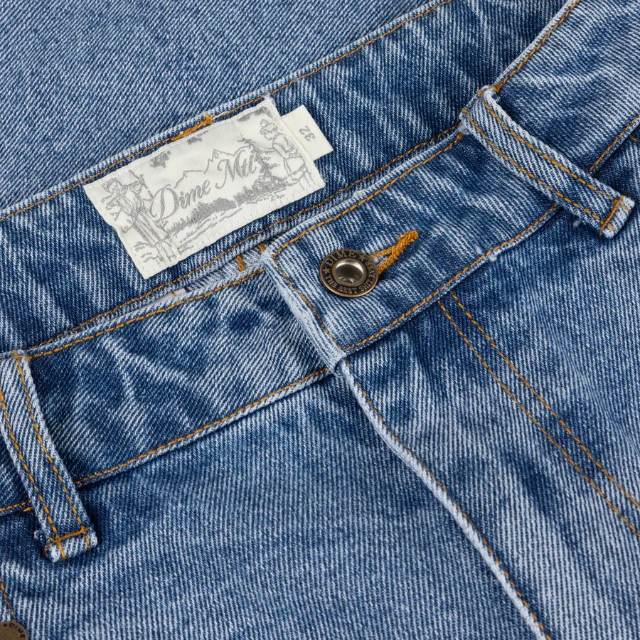 Dime Pleated Denim Shorts in Blue Washed - Goodnews Skateshop