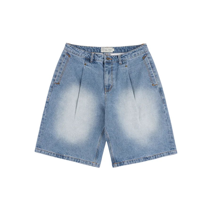Dime Pleated Denim Shorts in Blue Washed - Goodnews Skateshop