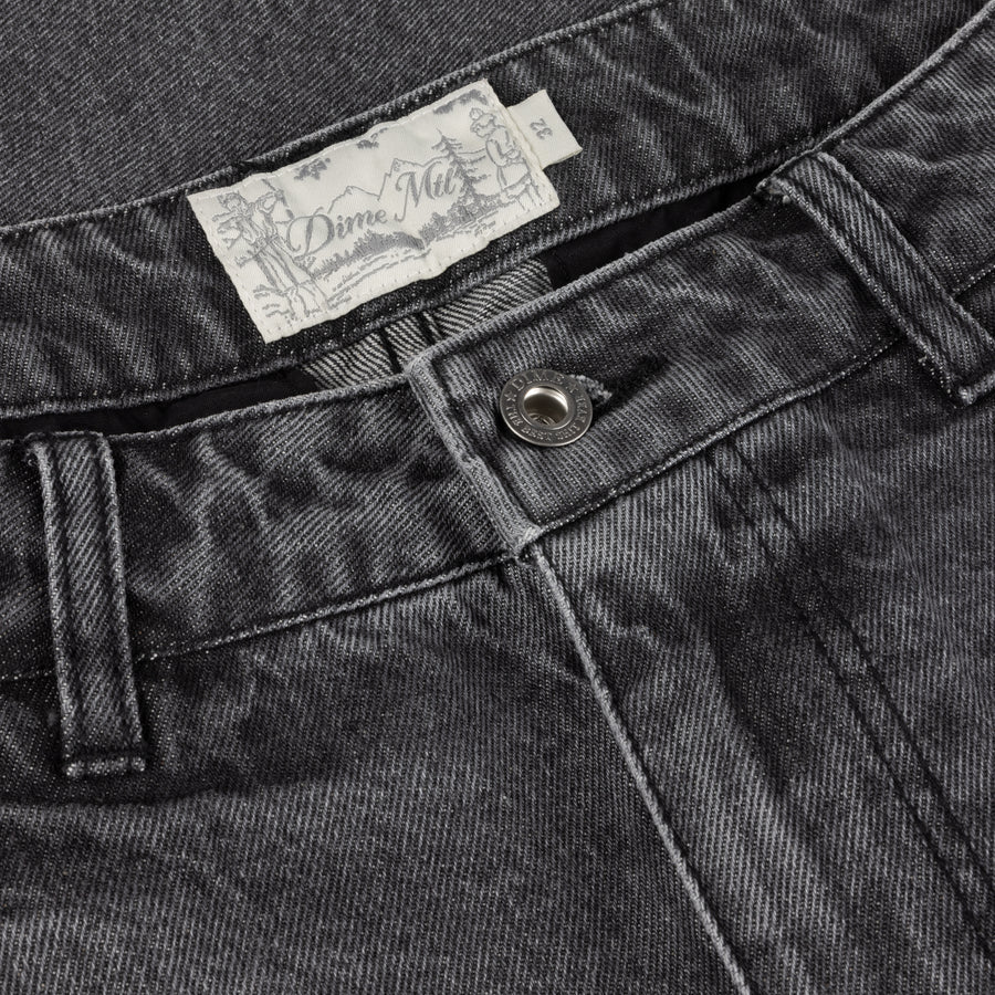 Dime Pleated Denim Shorts in Faded Black - Goodnews Skateshop