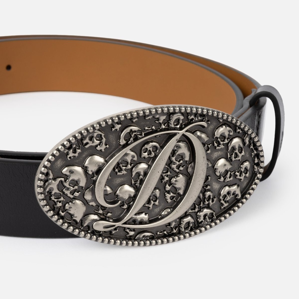 Dime Skull Leather Belt in Black - Goodnews Skateshop