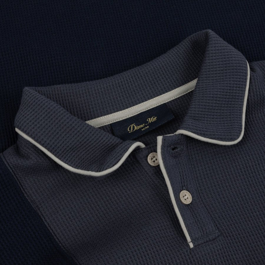 Dime Waffle Polo in Indigo - Goodnews Skateshop