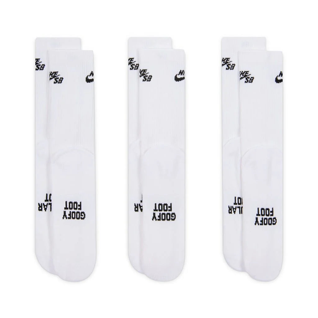 Nike SB Everyday Elevated Sock 3 Pack in White