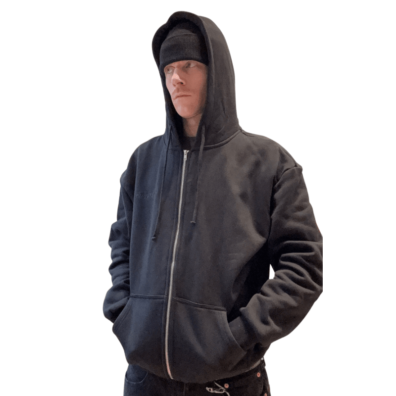 Goodnews Small Crew Zip Hoodie in Black - Goodnews Skateshop