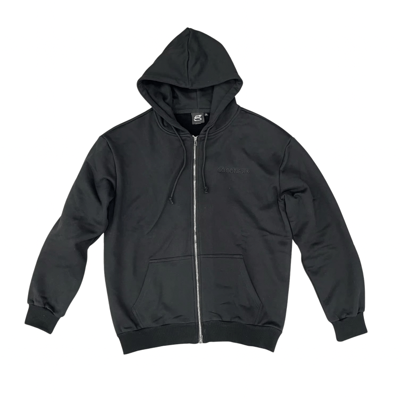Goodnews Small Crew Zip Hoodie in Black - Goodnews Skateshop