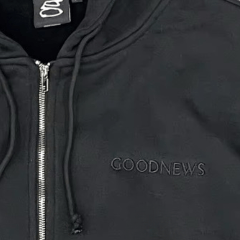 Goodnews Small Crew Zip Hoodie in Black - Goodnews Skateshop