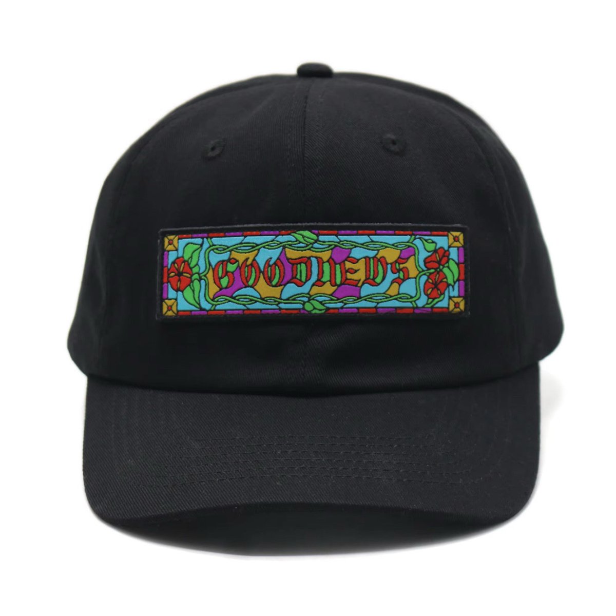 Goodnews Stainglass 6 Panel Cap in Black - Goodnews Skateshop