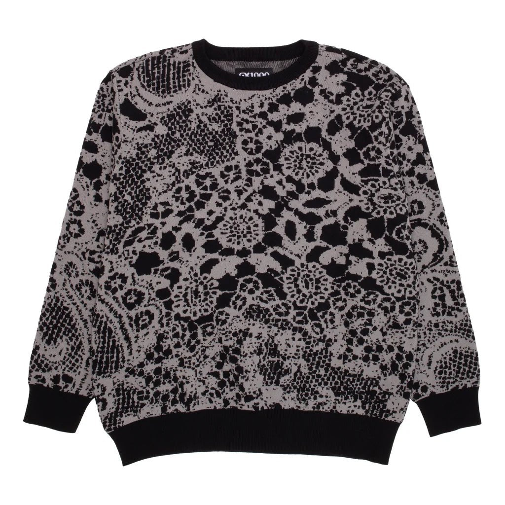 GX1000 Jacquard Knit Laced Sweater in Grey/Black - Goodnews Skateshop