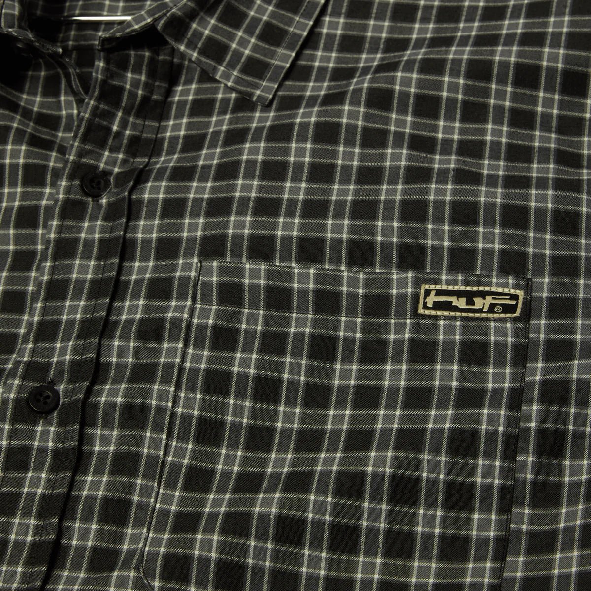 HUF Stretch Micro Plaid Shirt in Black - Goodnews Skateshop