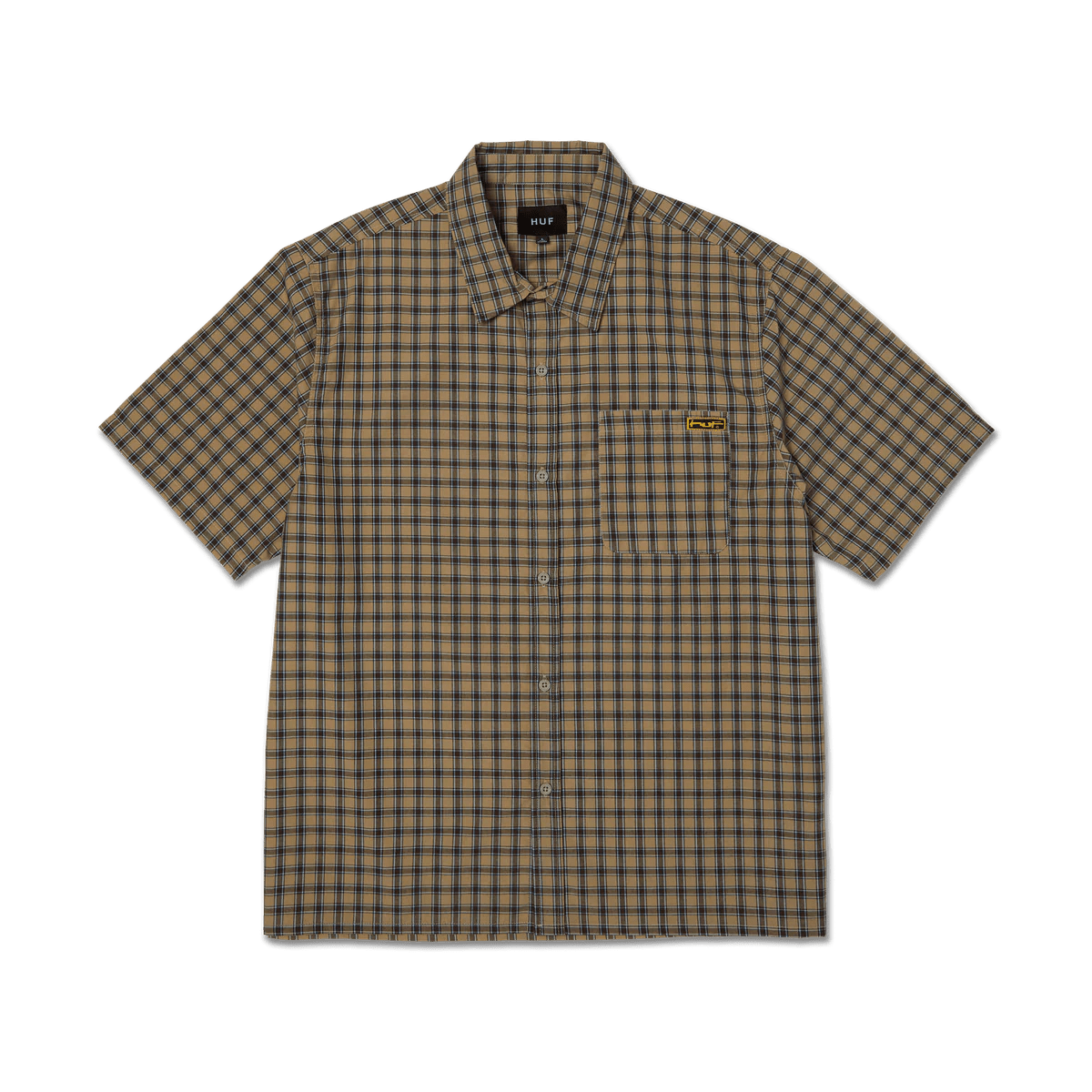 HUF Stretch Micro Plaid Shirt in Clay - Goodnews Skateshop