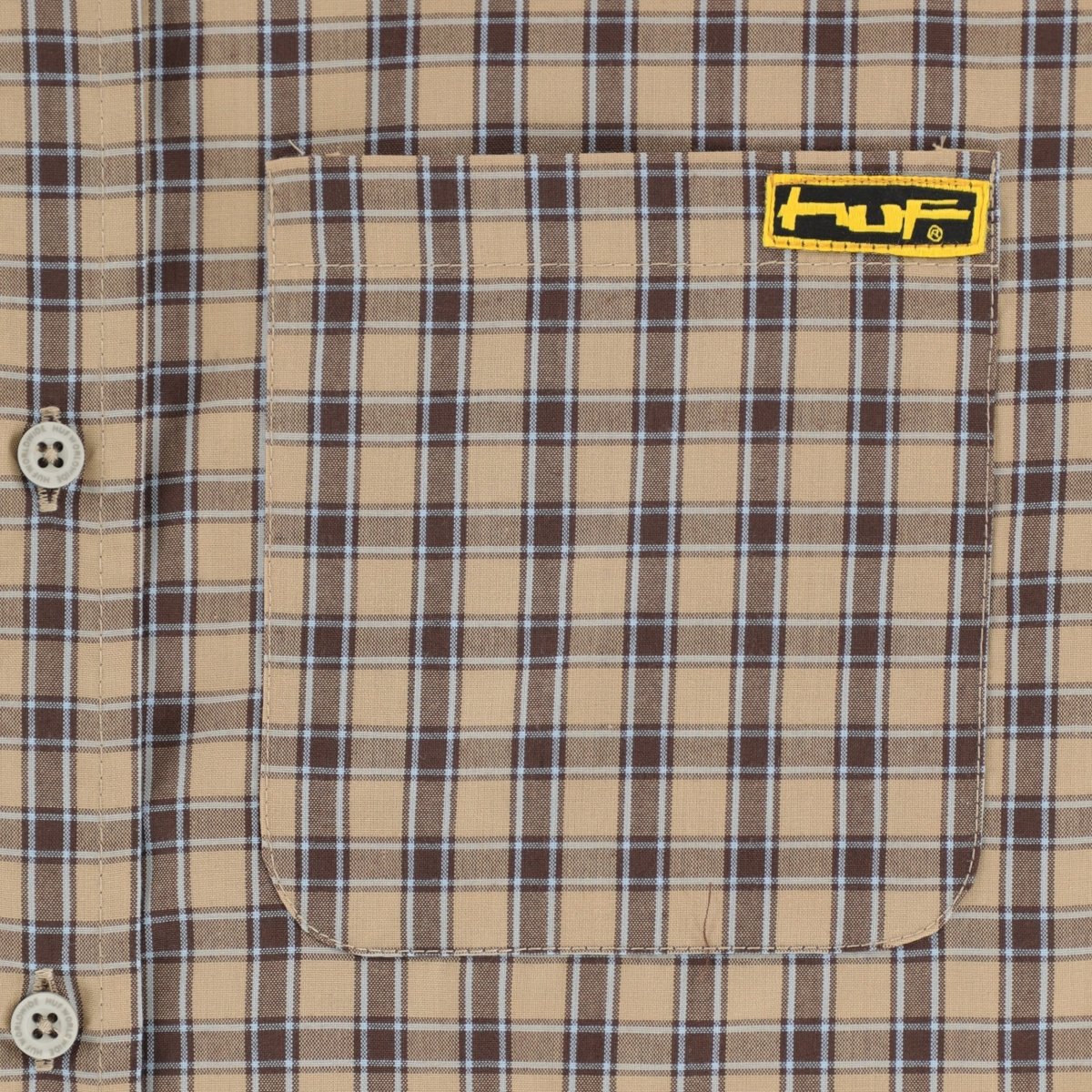 HUF Stretch Micro Plaid Shirt in Clay - Goodnews Skateshop